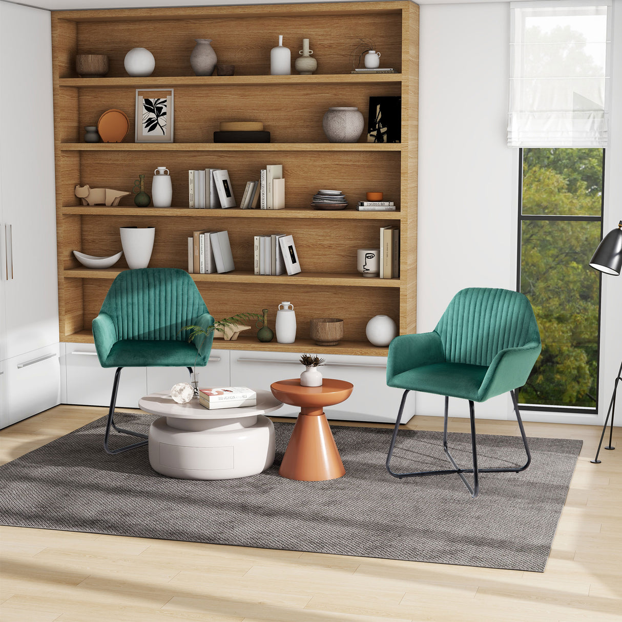 Velvet Accent Chair 60cm Wide With Metal Base in Set Of 2 - Velmora