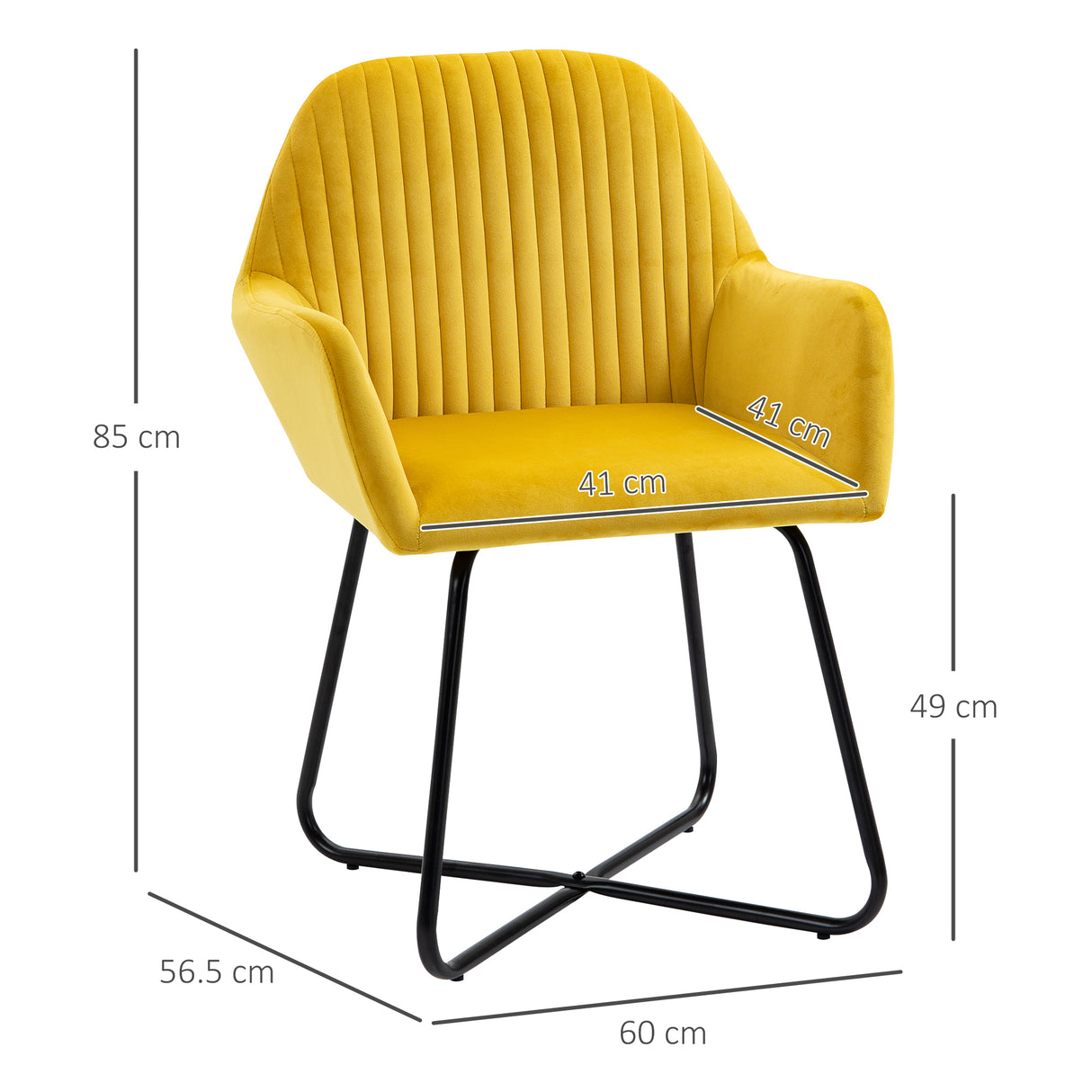Velvet Accent Chair 60cm Wide With Metal Base in Set Of 2 - Velmora