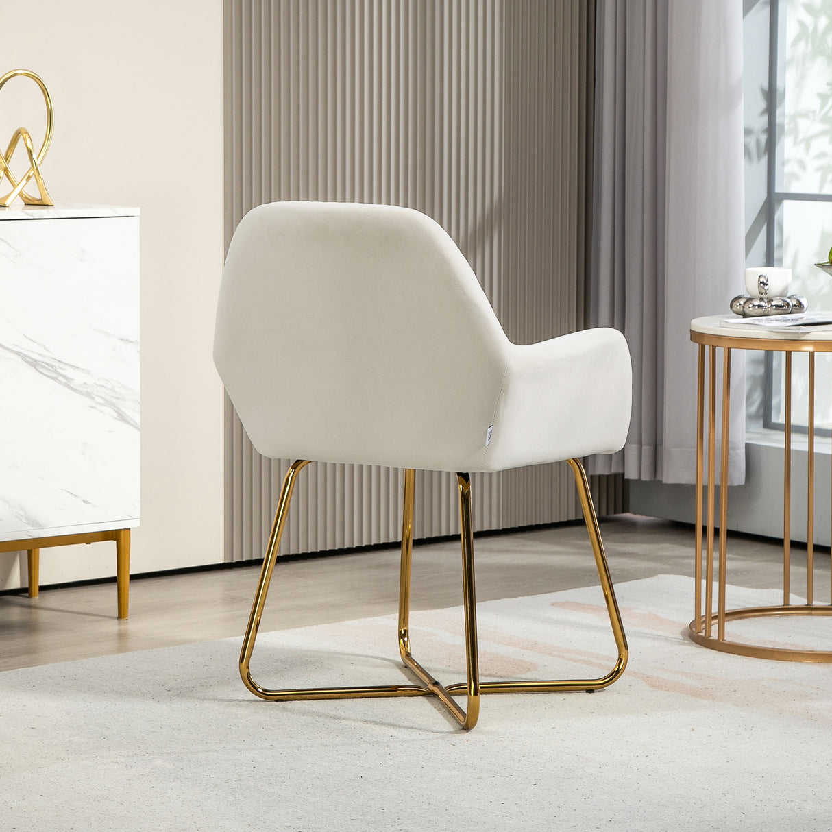 Velvet Accent Chair 60cm Wide With Metal Base in Set Of 2 - Velmora