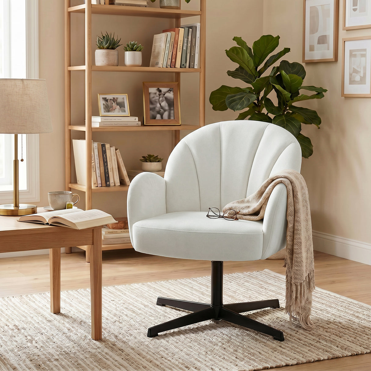Velvet Accent Chair 64.5cm Wide With Metal Base - Velmora