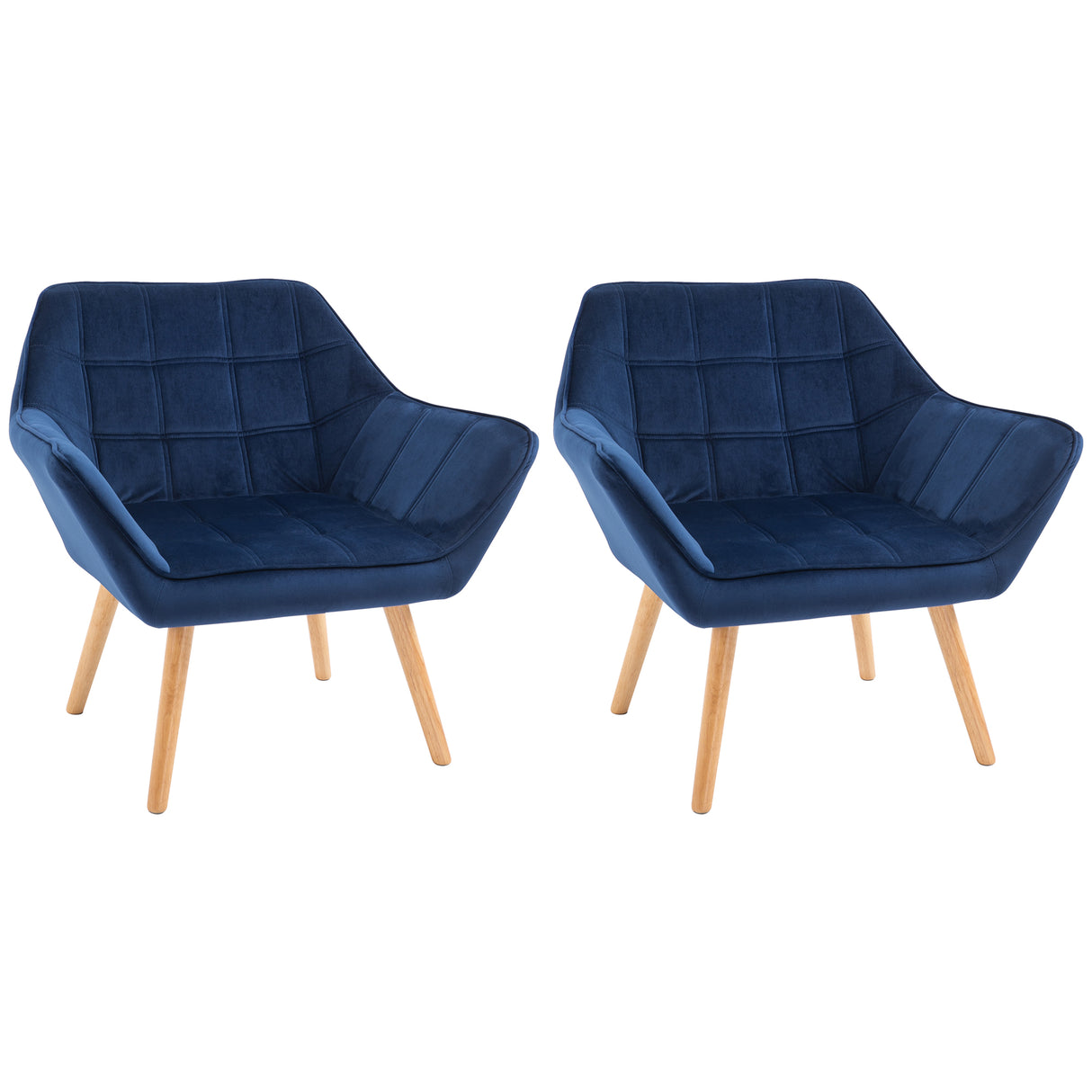 Velvet Accent Chair 64cm Wide With Wooden Legs - Velmora
