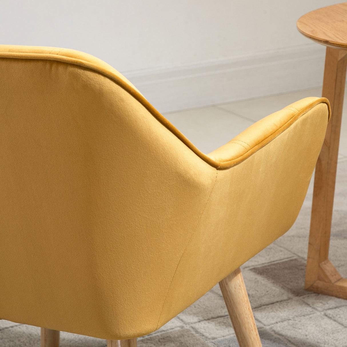 Velvet Accent Chair 64cm Wide With Wooden Legs - Velmora
