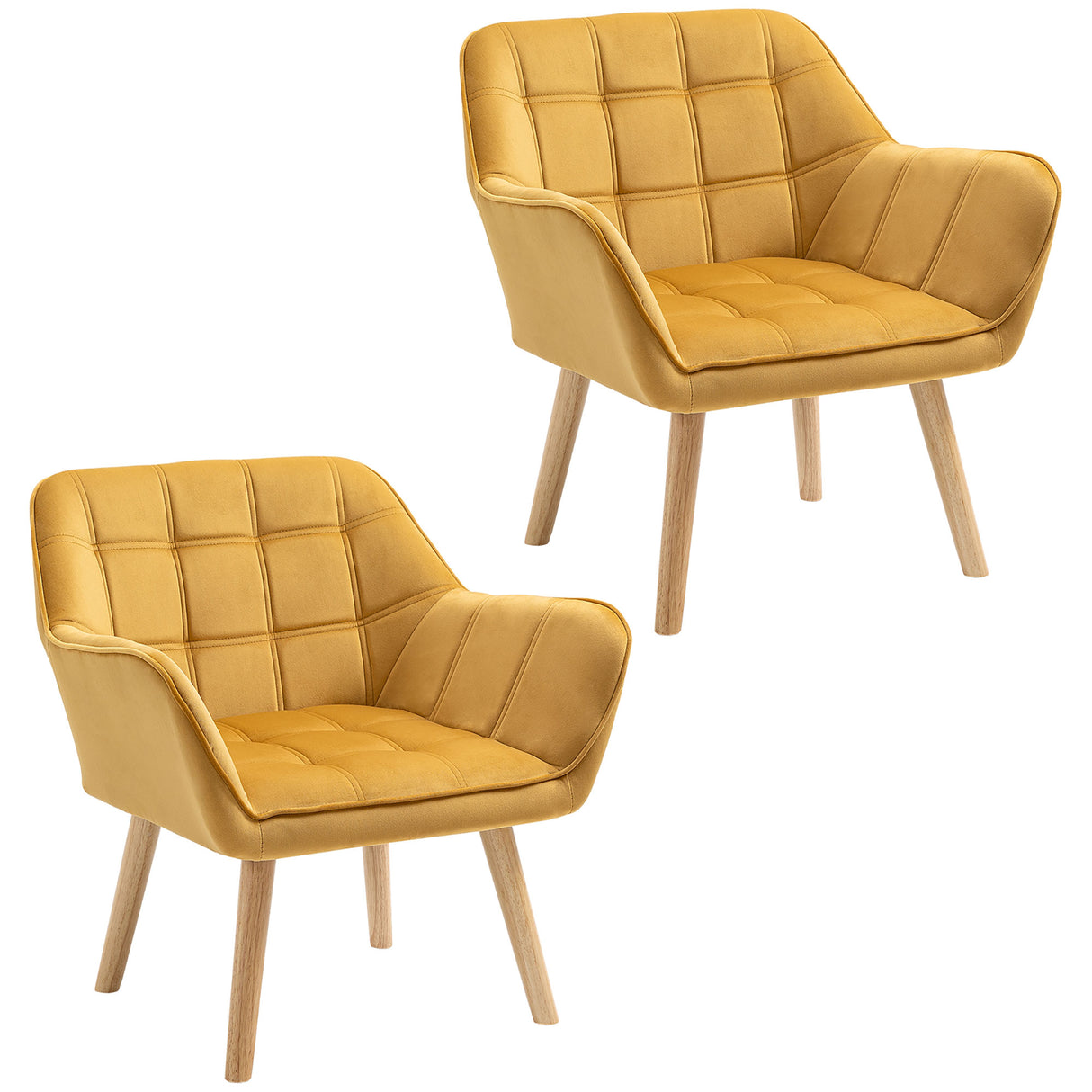 Velvet Accent Chair 64cm Wide With Wooden Legs - Velmora