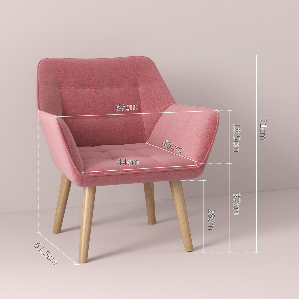 Velvet Accent Chair 67cm Wide With Wooden Legs in Set Of 2 - Velmora