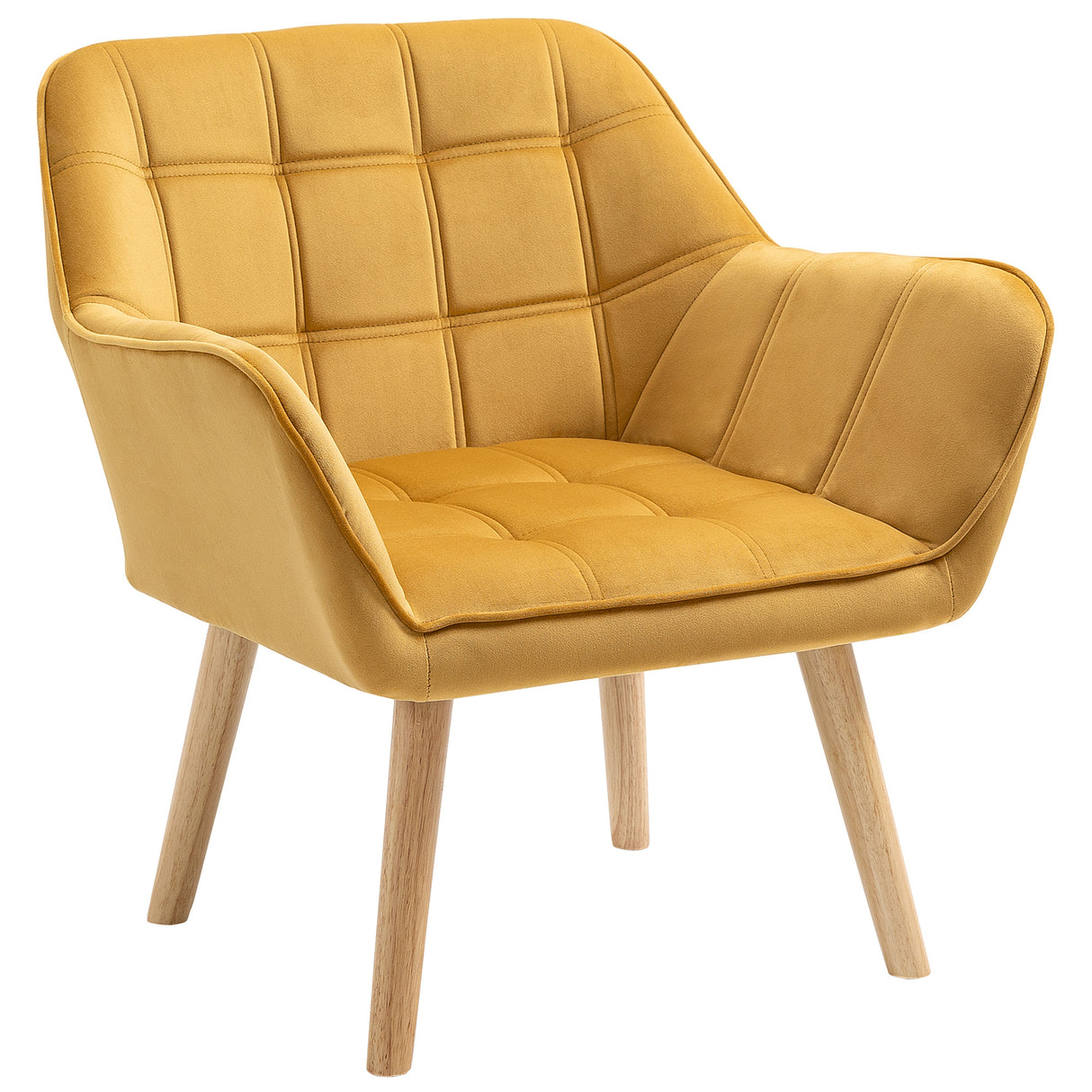 Velvet Accent Chair 67cm Wide With Wooden Legs - Velmora