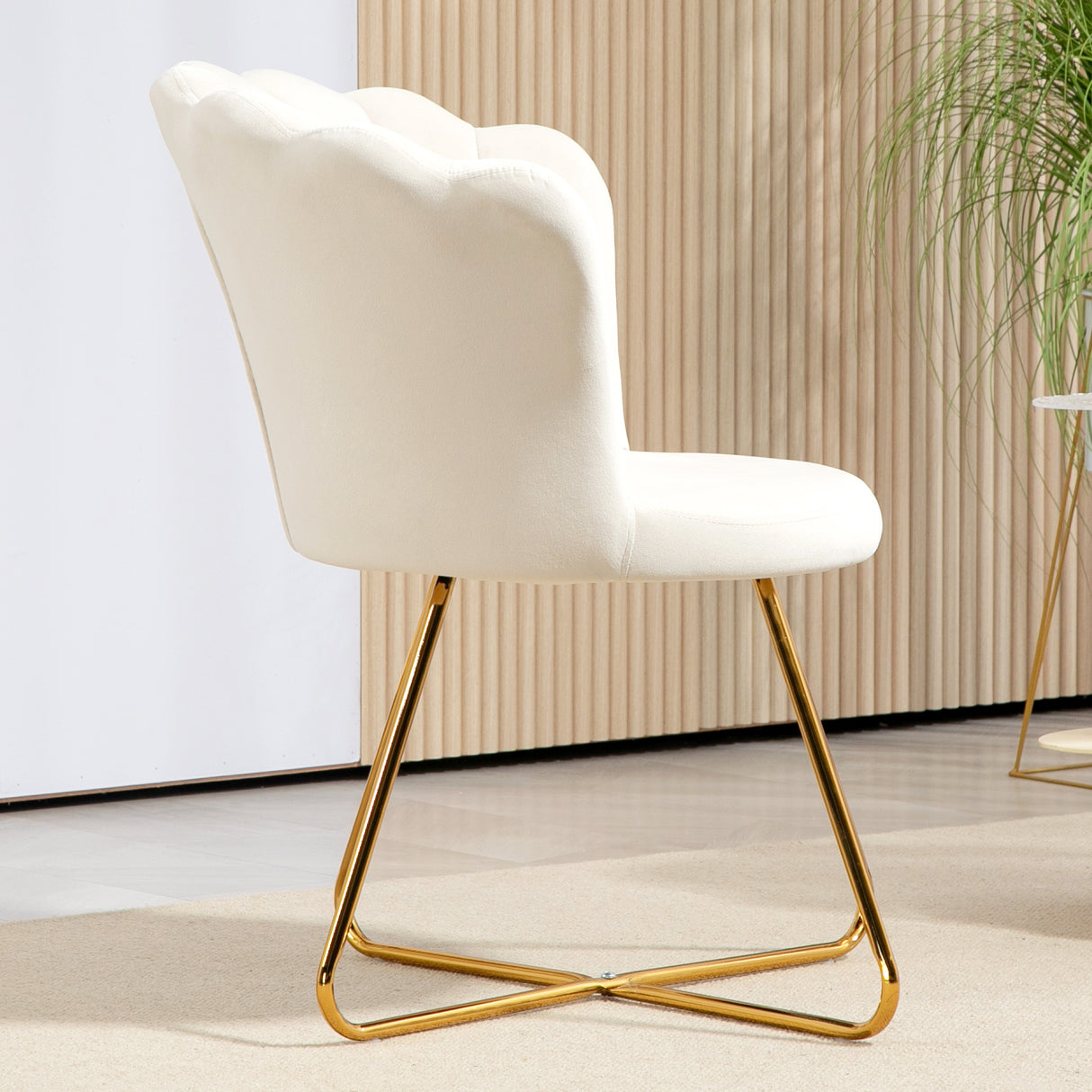 Velvet Accent Chair 69cm Wide Lotus Petal Design - Velmora