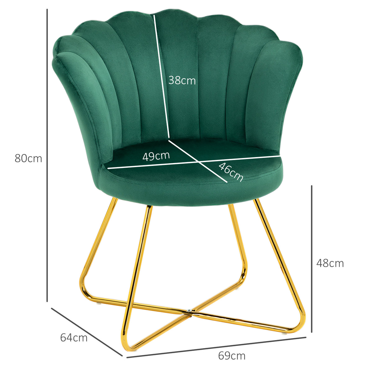 Velvet Accent Chair 69cm Wide Lotus Petal Design - Velmora