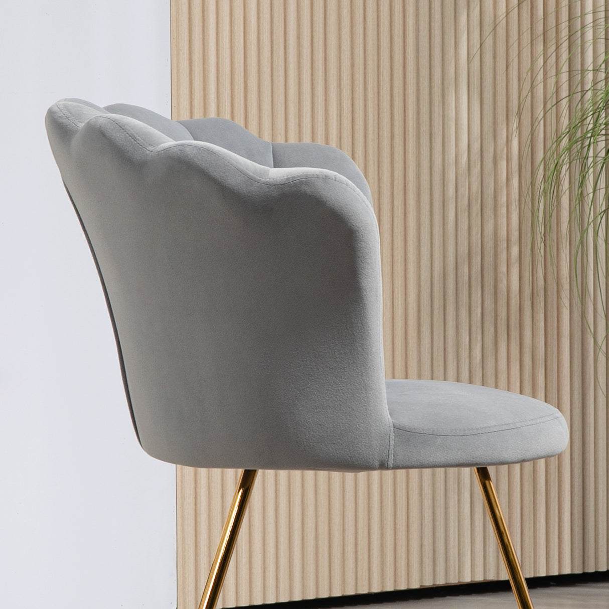 Velvet Accent Chair 69cm Wide Lotus Petal Design - Velmora