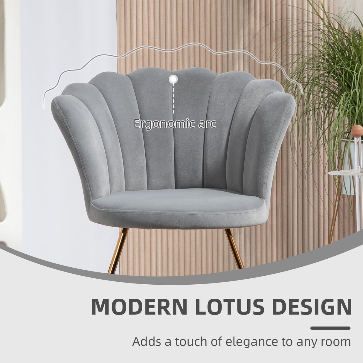 Velvet Accent Chair 69cm Wide Lotus Petal Design - Velmora