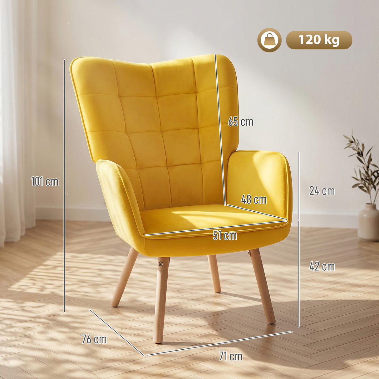 Velvet Accent Chair 71cm Wide - Velmora