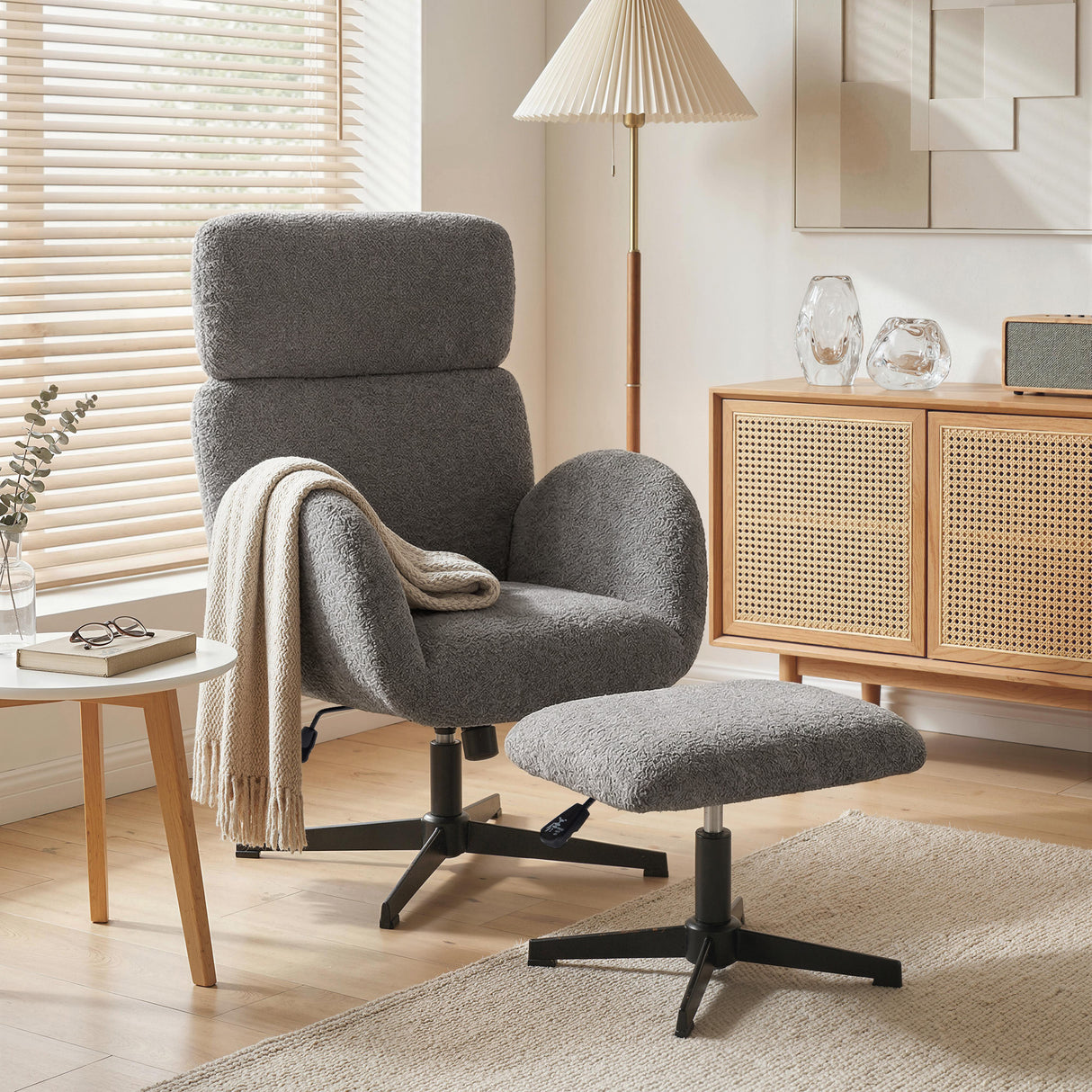 Velvet Accent Chair 71cm Wide With Footstool - Velmora