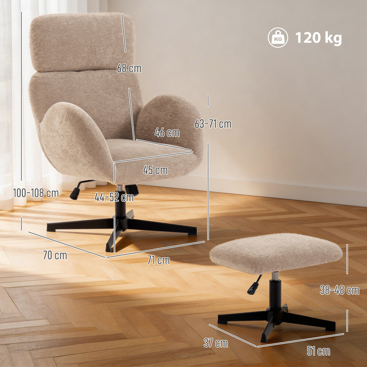 Velvet Accent Chair 71cm Wide With Footstool - Velmora