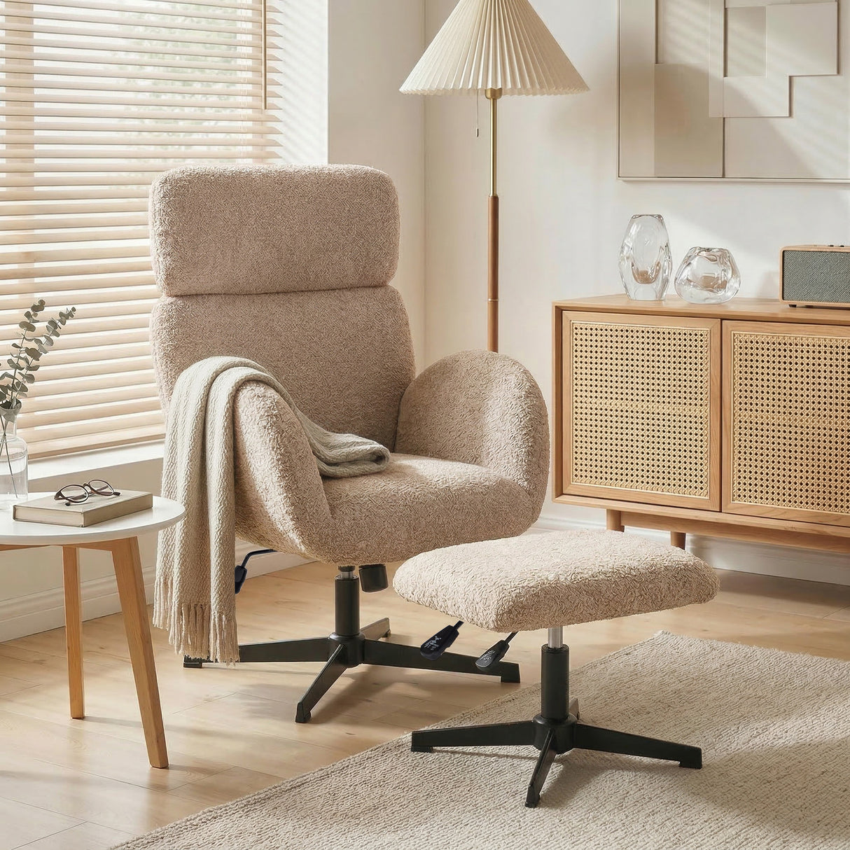 Velvet Accent Chair 71cm Wide With Footstool - Velmora