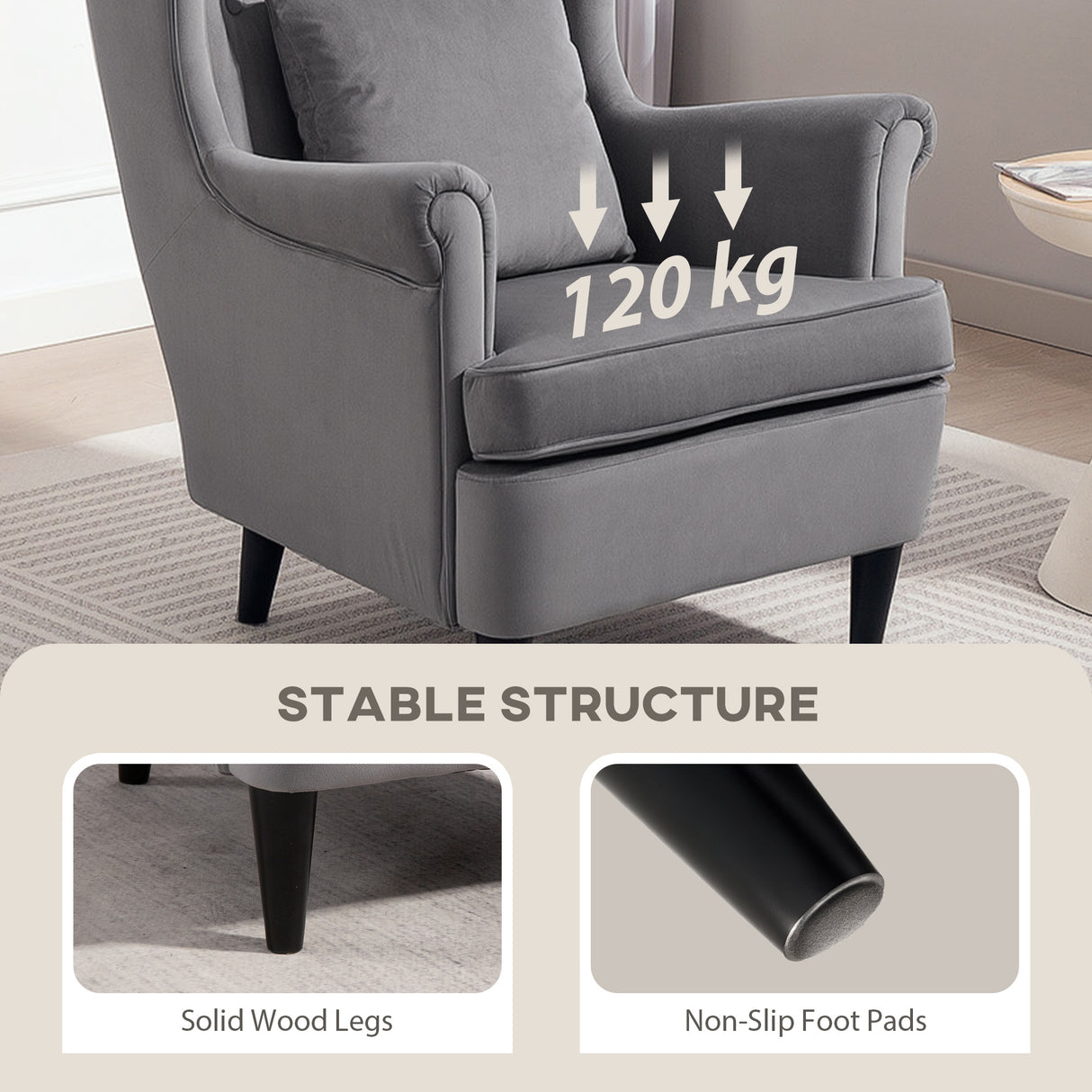 Velvet Accent Chair 75cm Wide - Velmora