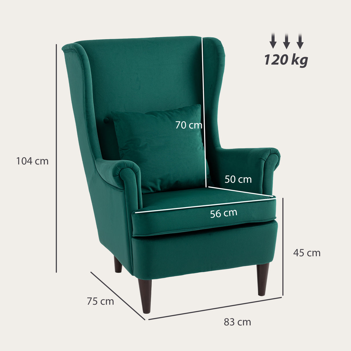 Velvet Accent Chair 75cm Wide - Velmora
