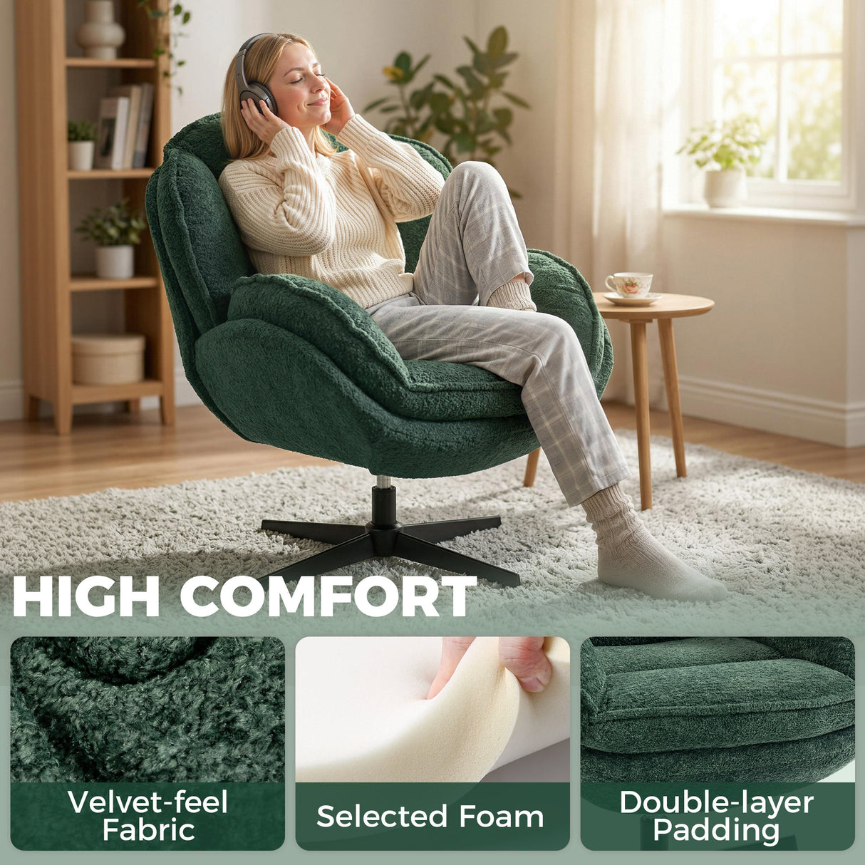 Velvet Accent Chair 76cm Wide - Velmora