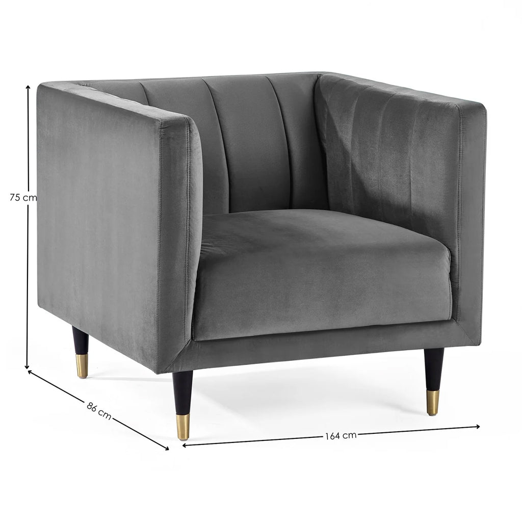 Velvet Armchair With Scalloped Back - Salma