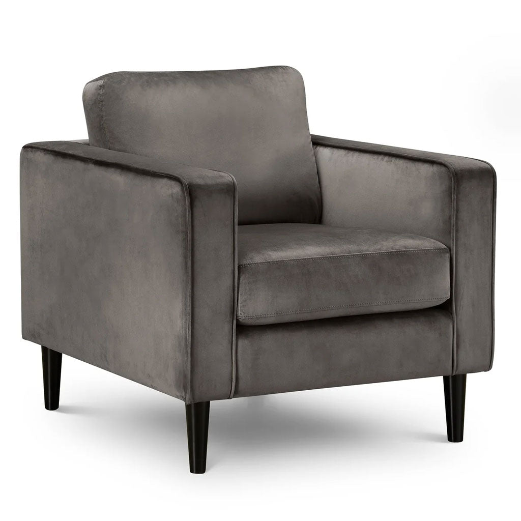 Velvet Armchair With Black Legs - Hayward