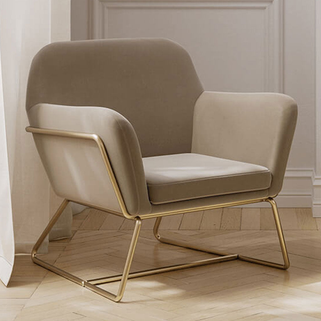 Velvet Armchair With Gold Frame - Charles