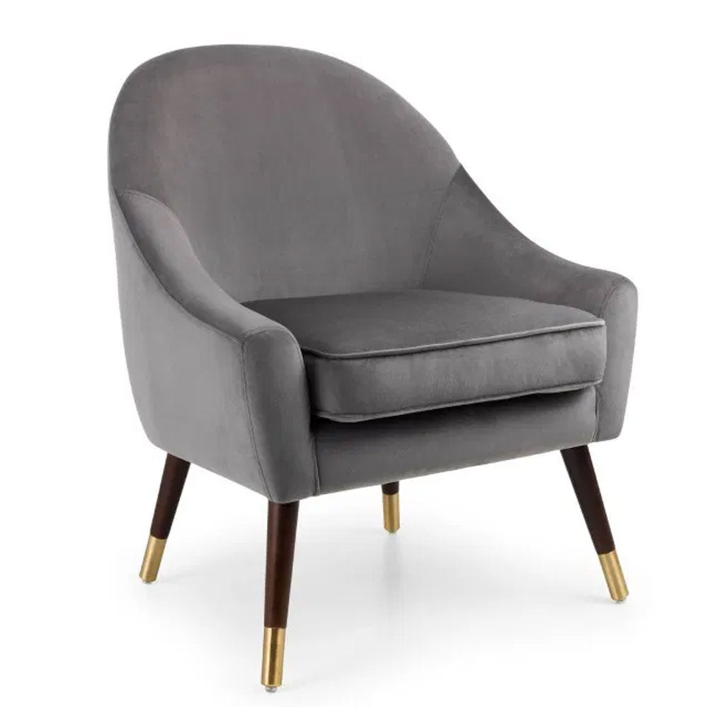 Velvet Armchair With Oak Gold Legs - Elliot