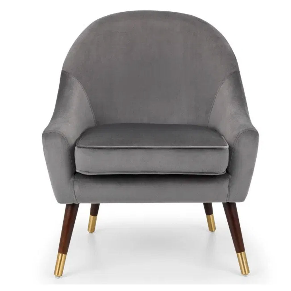 Velvet Armchair With Oak Gold Legs - Elliot