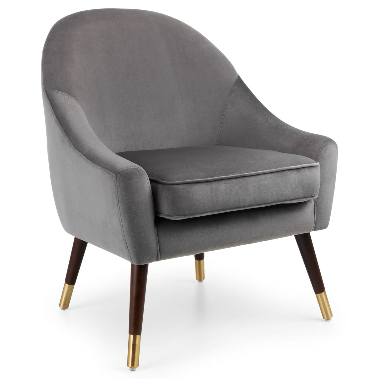 Velvet Armchair With Oak Gold Legs - Elliot