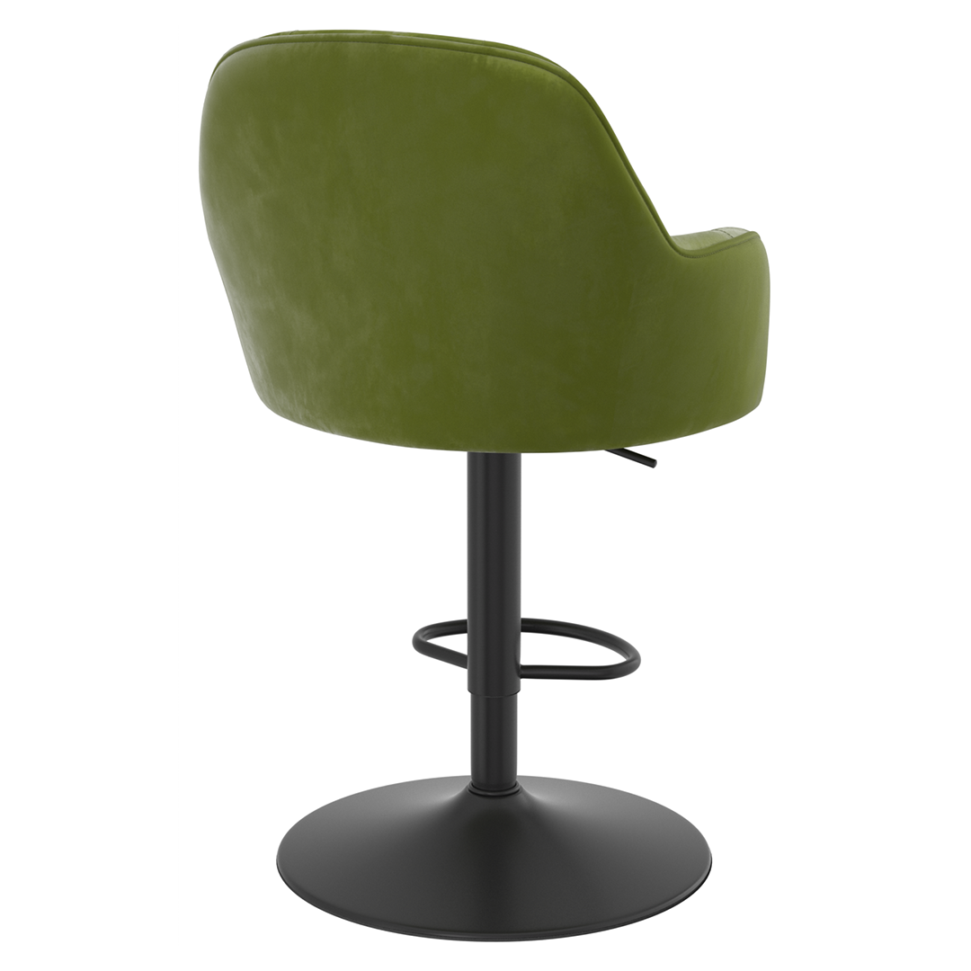 Velvet Bar Stool With Black Base - Orton