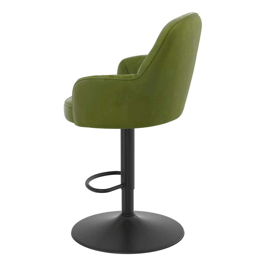 Velvet Bar Stool With Black Base - Orton