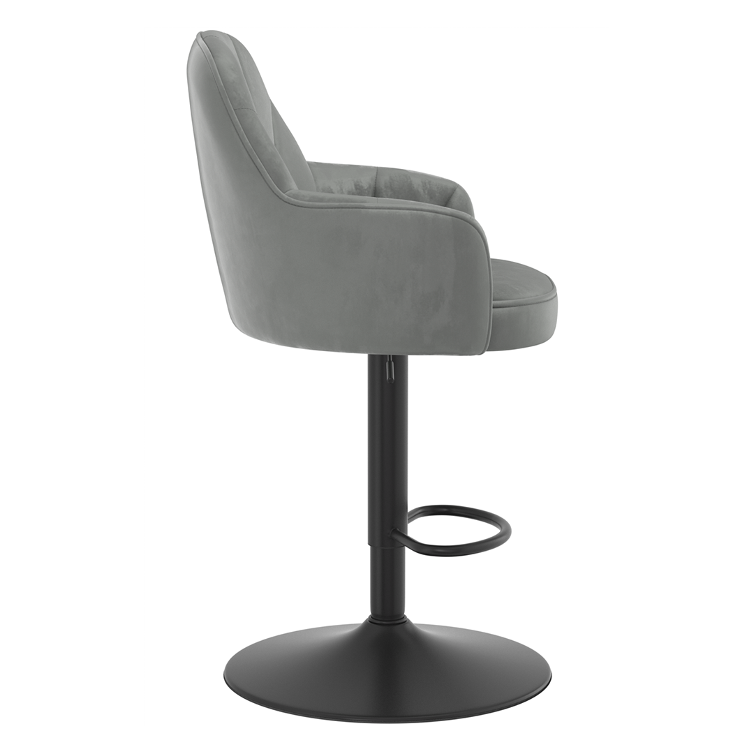 Velvet Bar Stool With Black Base - Orton