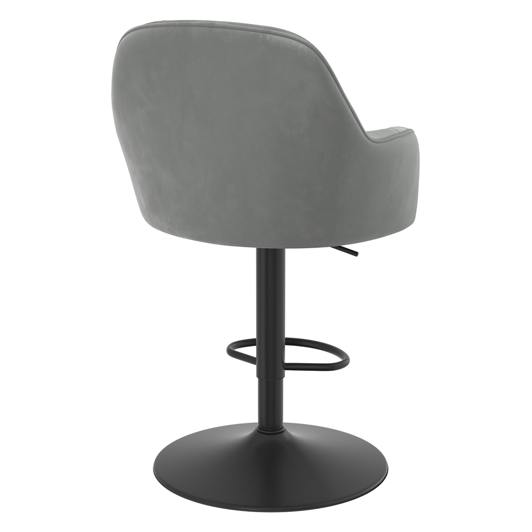 Velvet Bar Stool With Black Base - Orton