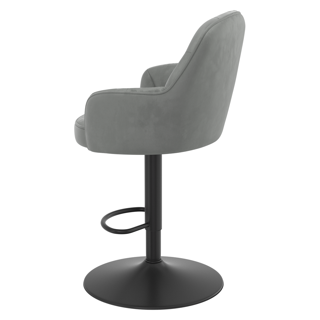 Velvet Bar Stool With Black Base - Orton