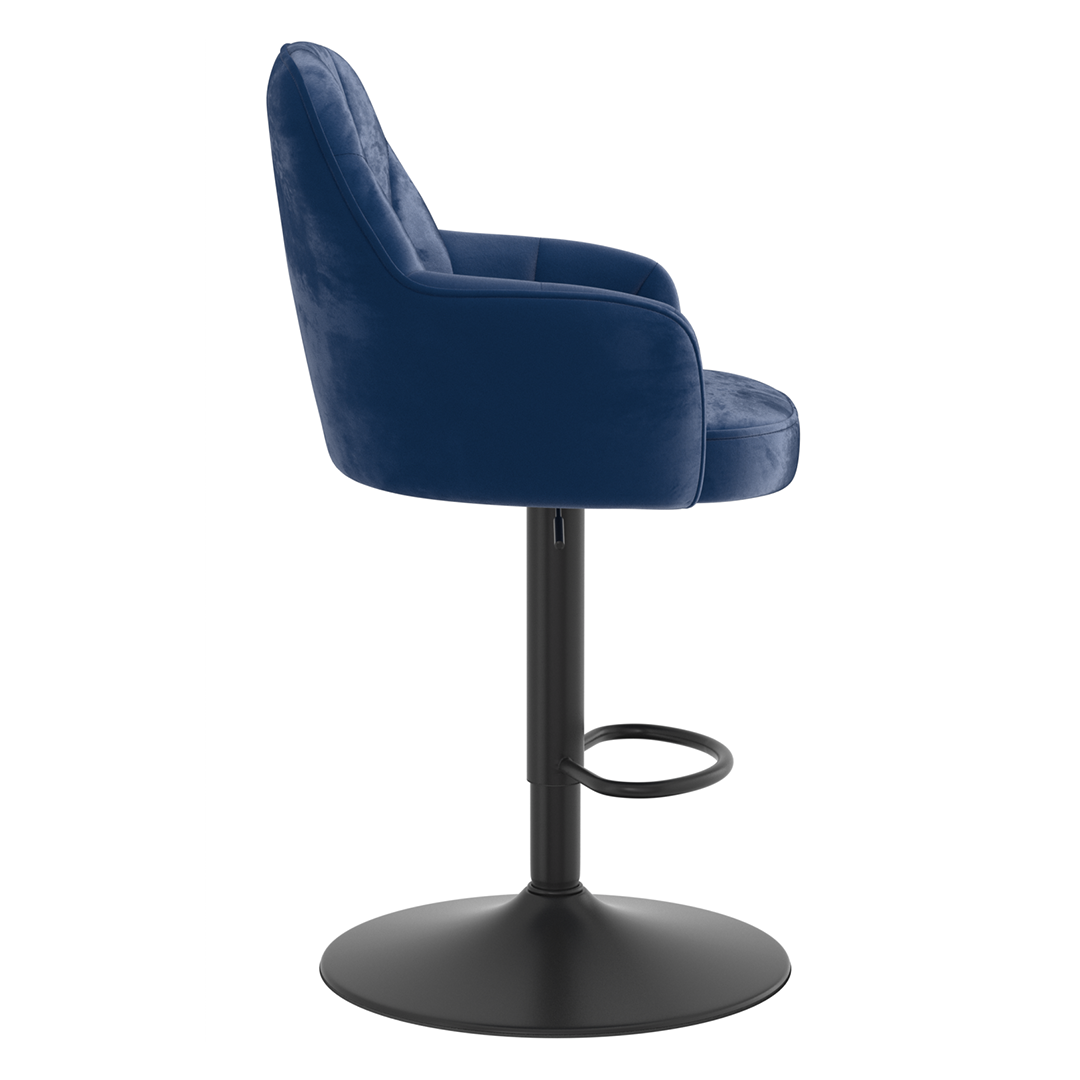 Velvet Bar Stool With Black Base - Orton