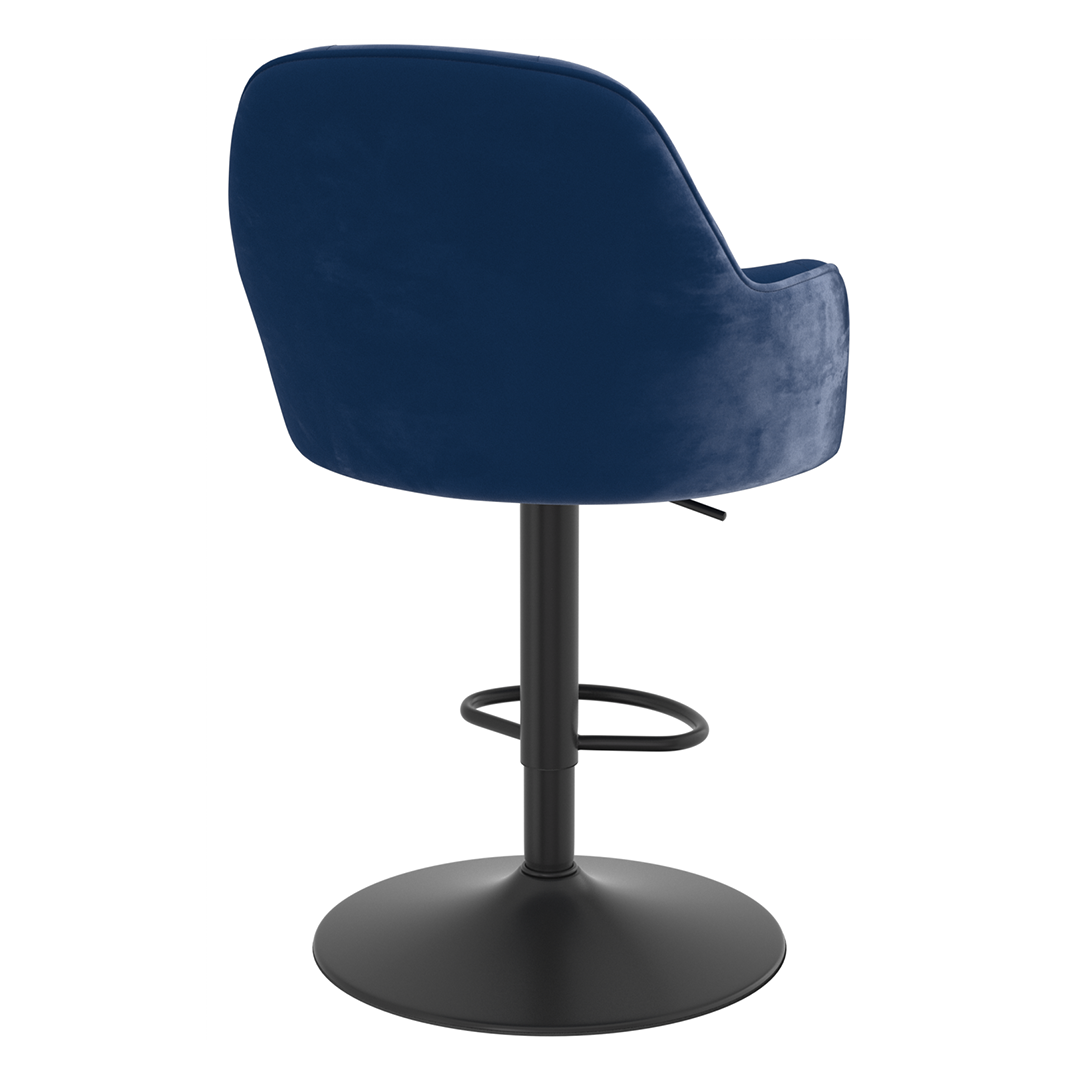 Velvet Bar Stool With Black Base - Orton
