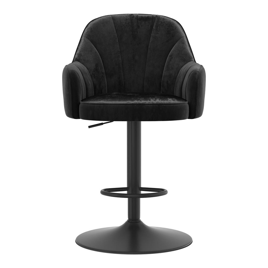 Velvet Bar Stool With Black Base - Orton