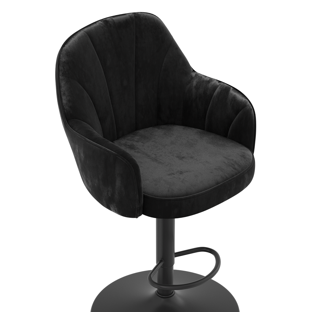 Velvet Bar Stool With Black Base - Orton