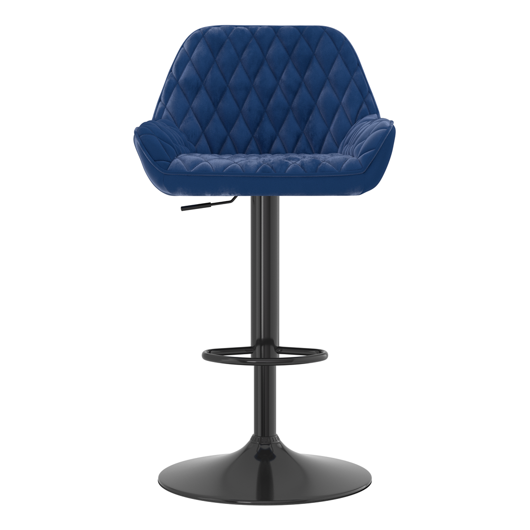 Velvet Bar Stool With Black Base - Saxby