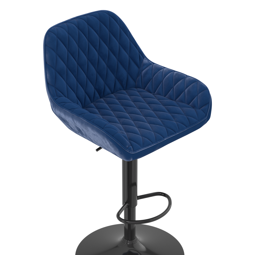 Velvet Bar Stool With Black Base - Saxby
