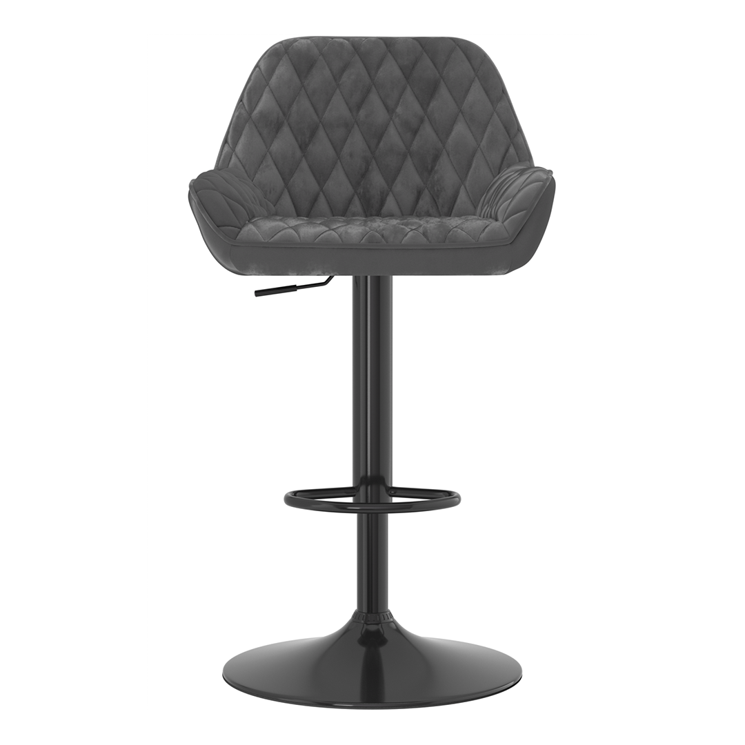 Velvet Bar Stool With Black Base - Saxby
