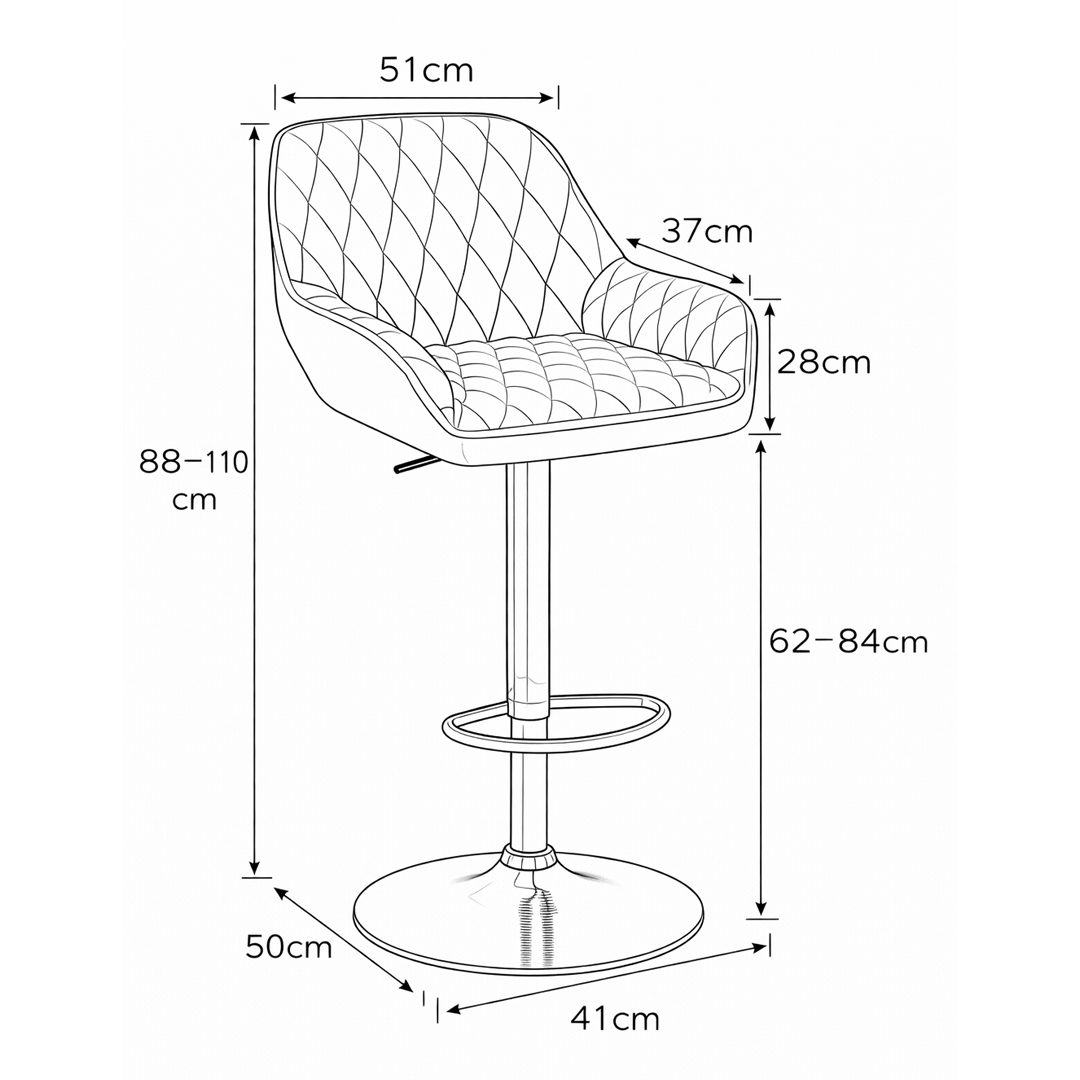 Velvet Bar Stool With Black Base - Saxby