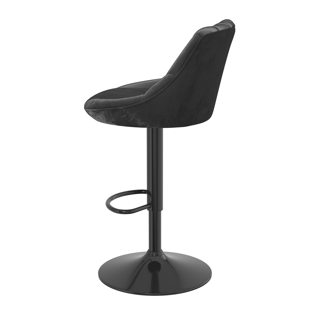 Velvet Bar Stool With Black Pedestal Base - Hornley