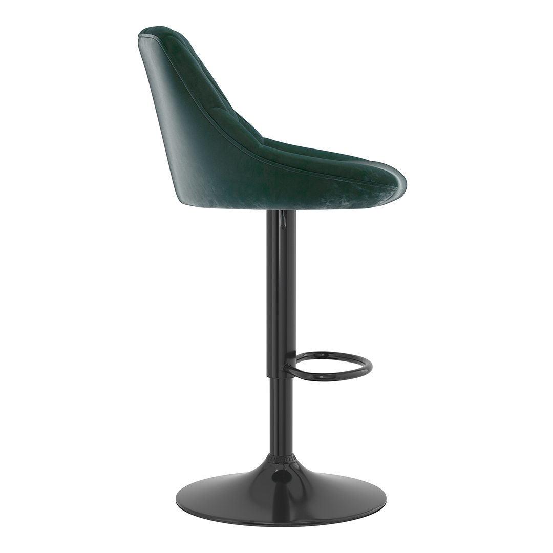 Velvet Bar Stool With Black Pedestal Base - Hornley