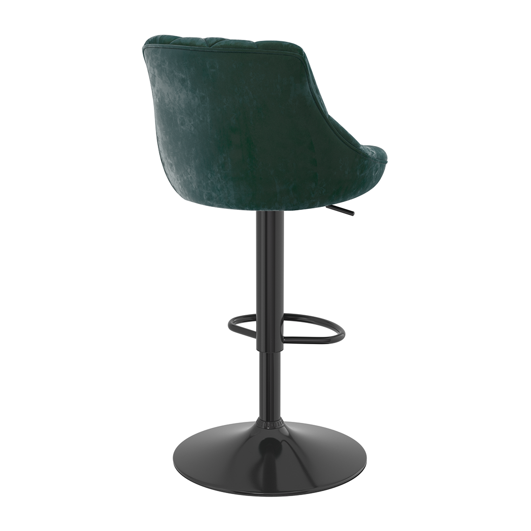 Velvet Bar Stool With Black Pedestal Base - Hornley