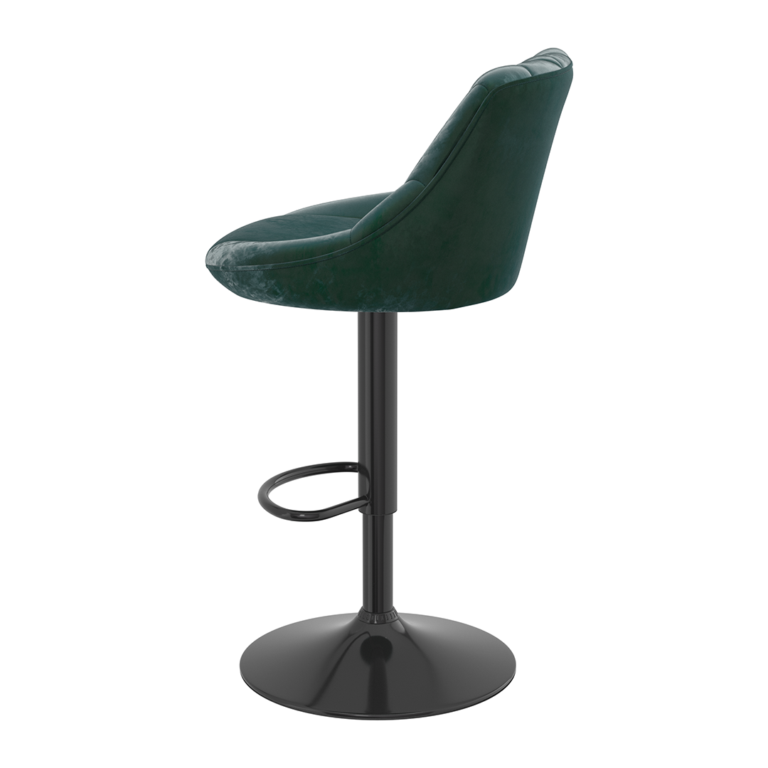 Velvet Bar Stool With Black Pedestal Base - Hornley