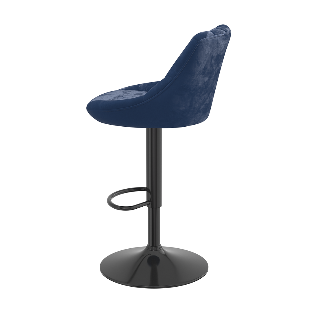 Velvet Bar Stool With Black Pedestal Base - Hornley