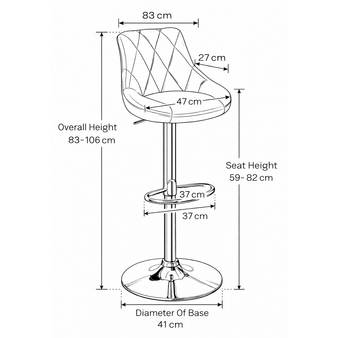 Velvet Bar Stool With Black Pedestal Base - Hornley