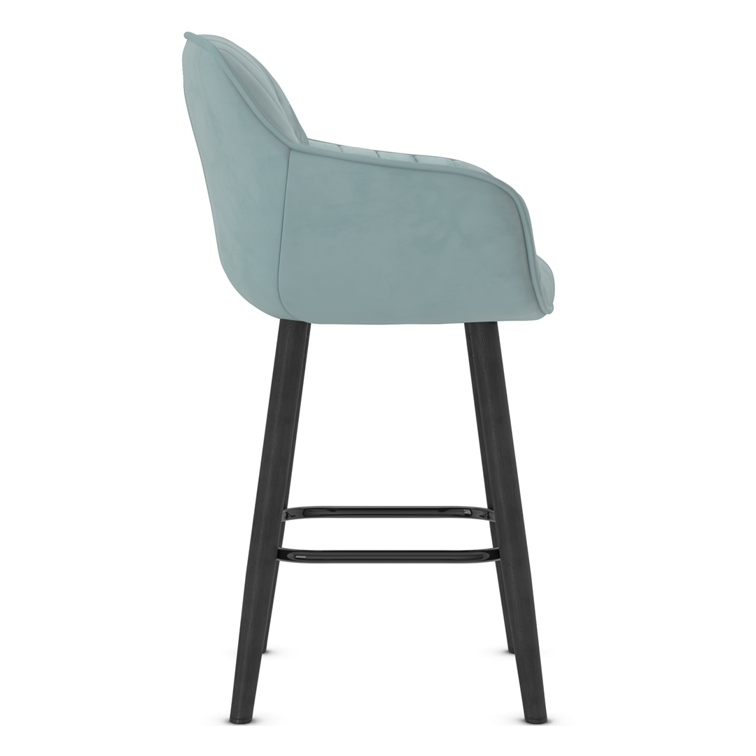 Velvet Bar Stool With Black Wooden Legs - Pinley