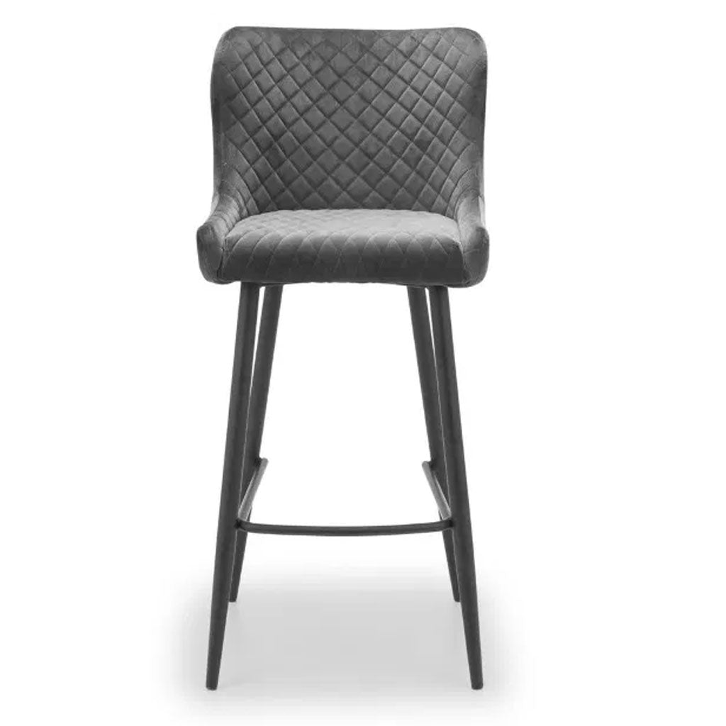 Velvet Bar Stool With Metal Legs - Luxe
