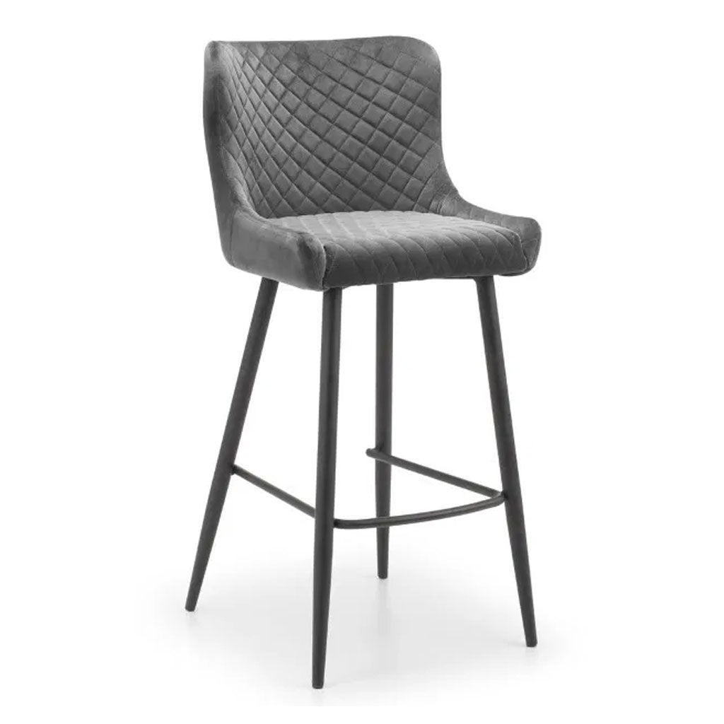 Velvet Bar Stool With Metal Legs - Luxe
