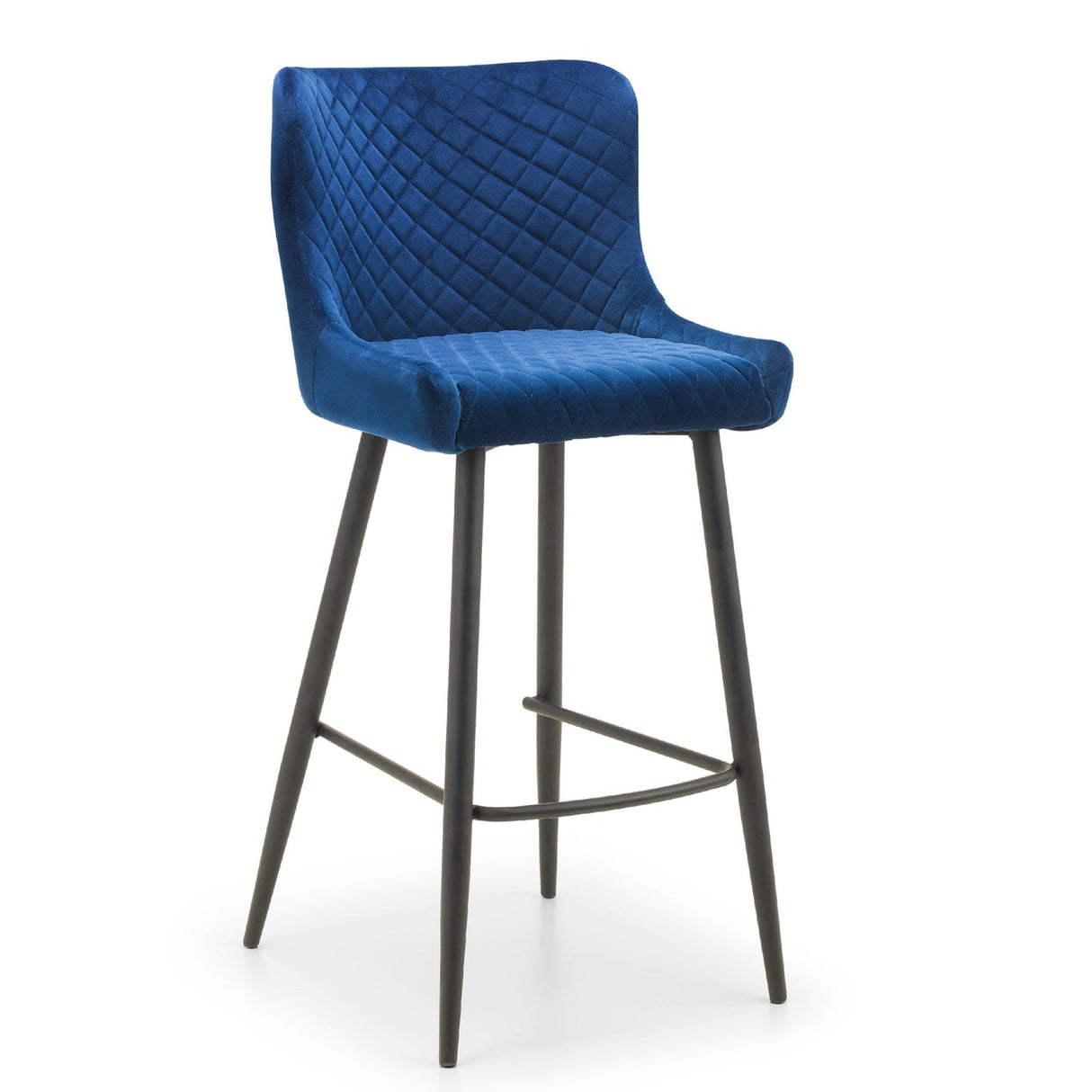 Velvet Bar Stool With Metal Legs - Luxe