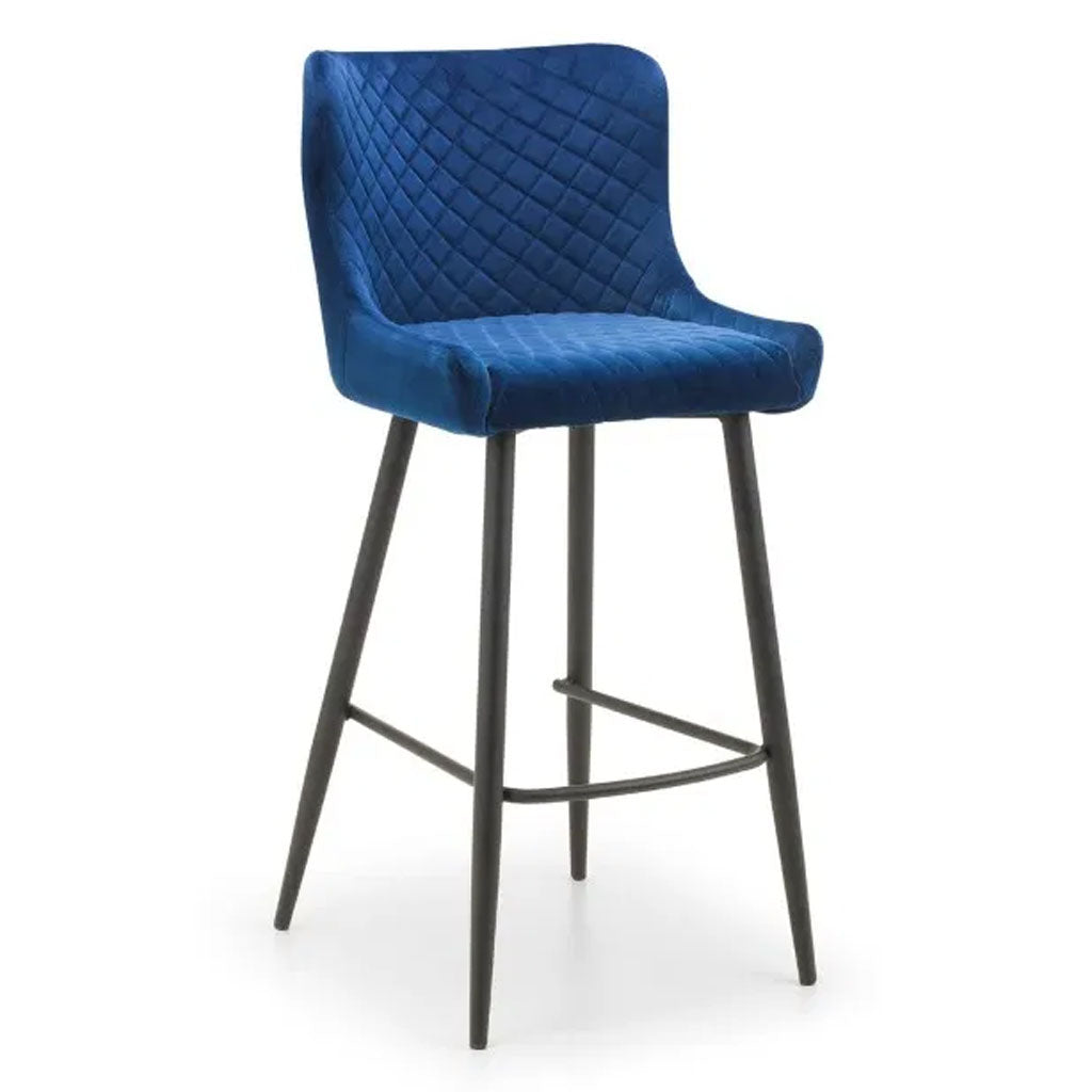 Velvet Bar Stool With Metal Legs - Luxe